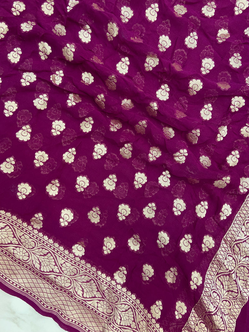 Khaddi Georgette Handloom Banarasi Dupatta - The Handlooms
