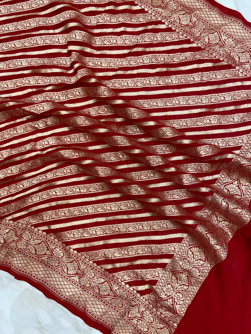 Khaddi Georgette Handloom Banarasi Dupatta - The Handlooms