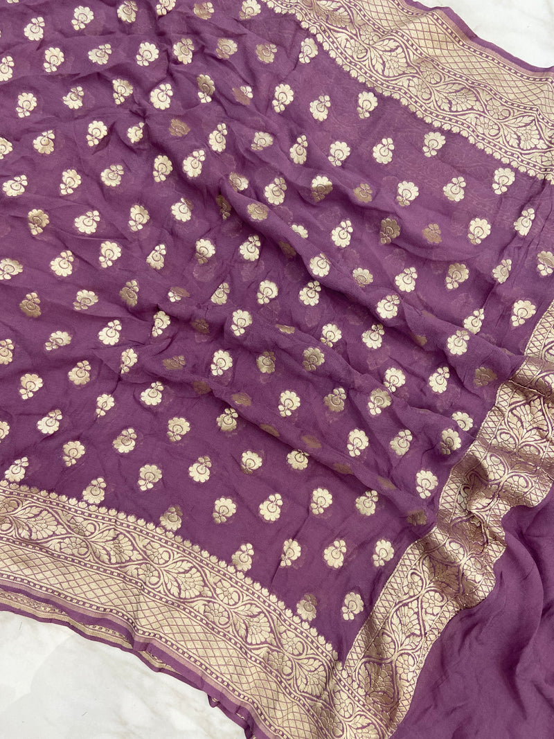 Khaddi Georgette Handloom Banarasi Dupatta - The Handlooms
