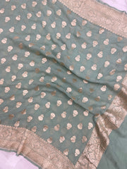 Khaddi Georgette Handloom Banarasi Dupatta - The Handlooms