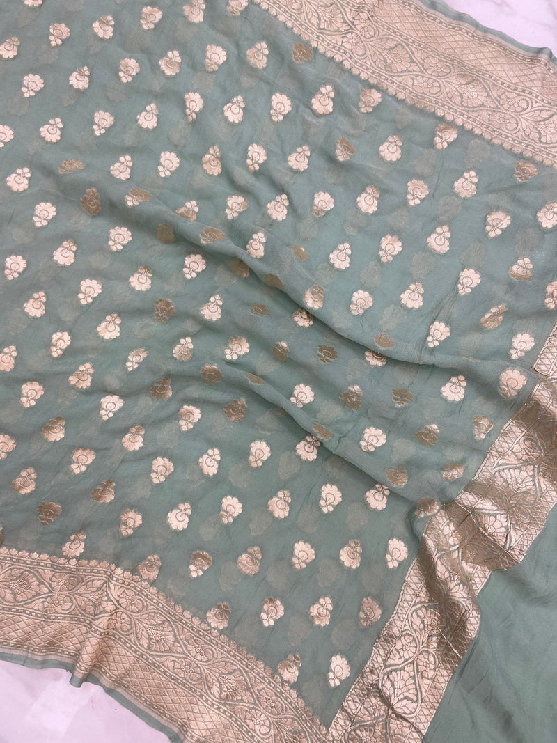 Khaddi Georgette Handloom Banarasi Dupatta - The Handlooms