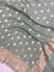Khaddi Georgette Handloom Banarasi Dupatta - The Handlooms