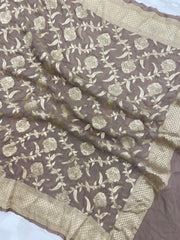 Khaddi Georgette Handloom Banarasi Dupatta - The Handlooms