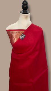 Red Pure Kora Handloom Banarasi Saree - The Handlooms
