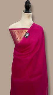 Rani Pink Pure Kora Handloom Banarasi Saree - The Handlooms