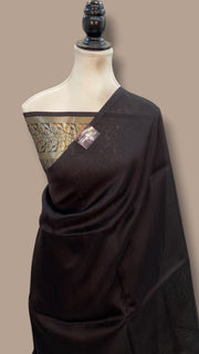 Black Pure Kora Handloom Banarasi Saree - The Handlooms