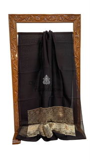 Black Pure Kora Handloom Banarasi Saree - The Handlooms