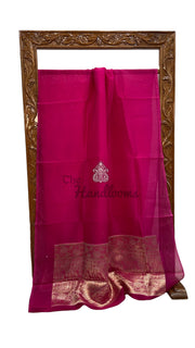 Rani Pink Pure Kora Handloom Banarasi Saree - The Handlooms