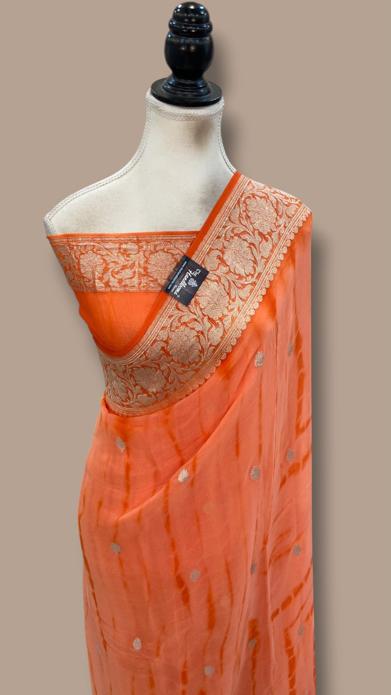 Pure Georgette Handloom Banarasi Saree - Silver Zari