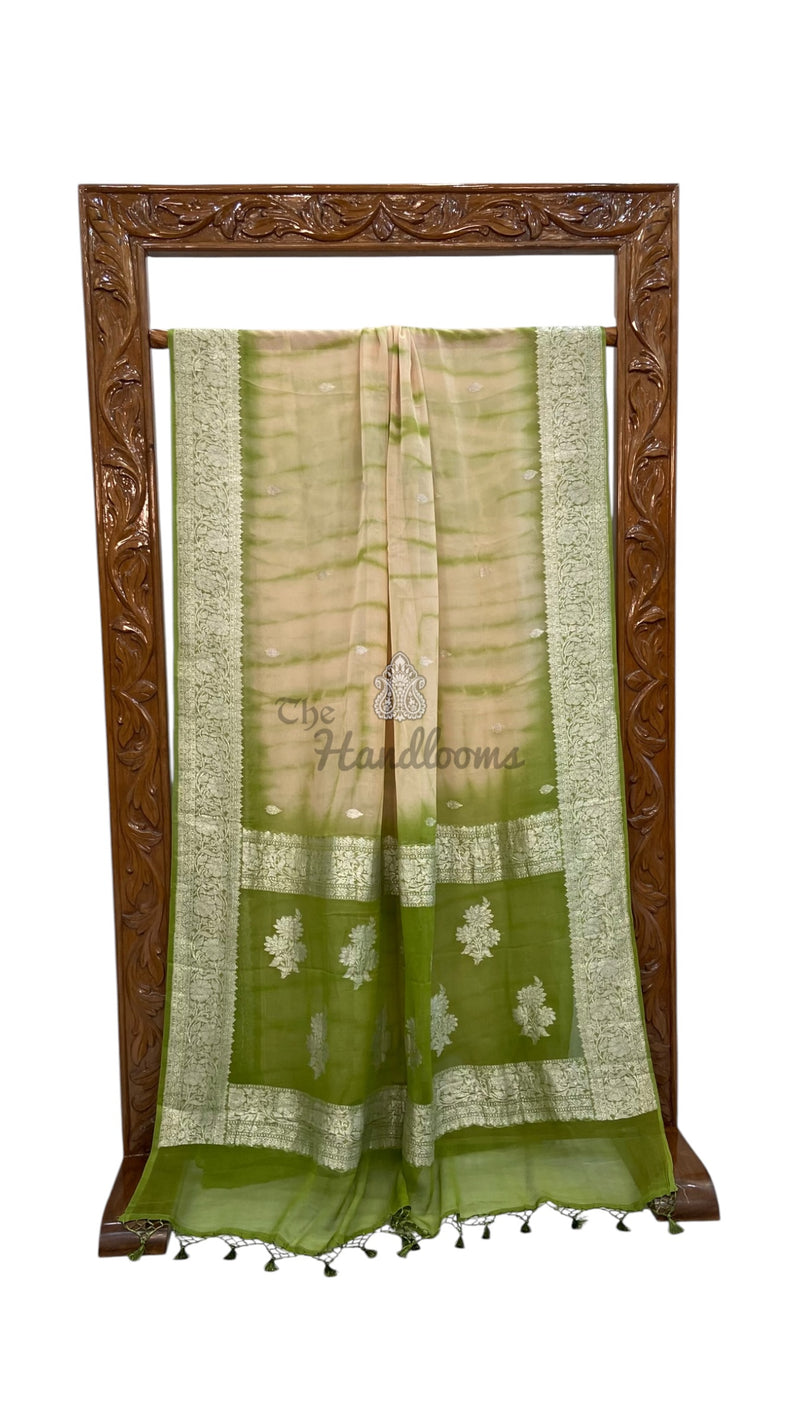 Pure Georgette Handloom Banarasi Saree - Silver Zari