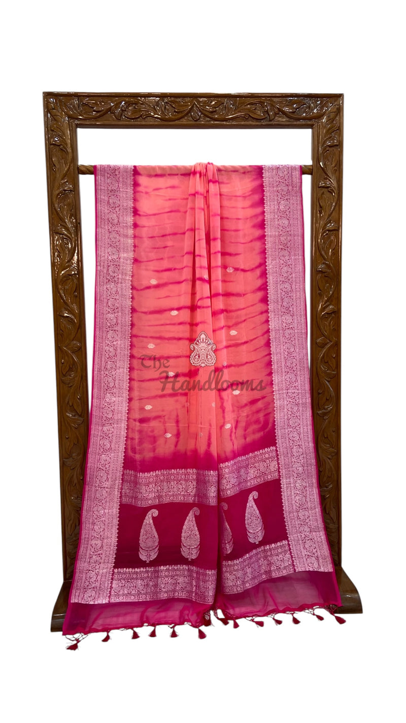 Pure Georgette Handloom Banarasi Saree - Silver Zari