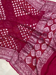 Pure Georgette Banarasi Bandhej Handloom Dupatta - The Handlooms