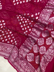 Pure Georgette Banarasi Bandhej Handloom Dupatta - The Handlooms