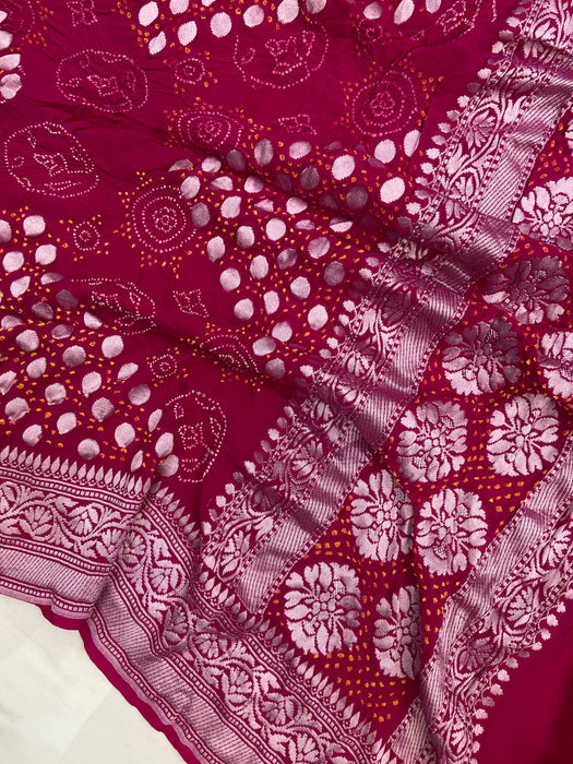 Pure Georgette Banarasi Bandhej Handloom Dupatta