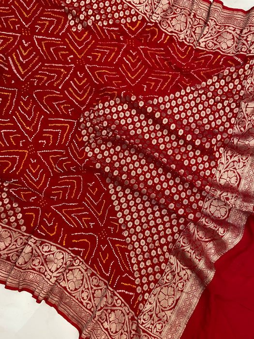 Pure Georgette Banarasi Bandhej Handloom Dupatta