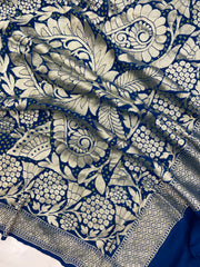 Pure Georgette Banarasi Bandhej Handloom Dupatta - The Handlooms