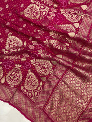 Pure Georgette Banarasi Bandhej Handloom Dupatta - The Handlooms