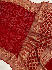 Pure Georgette Banarasi Bandhej Handloom Dupatta - The Handlooms