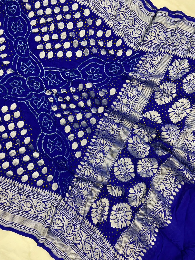 Pure Georgette Banarasi Bandhej Handloom Dupatta - The Handlooms