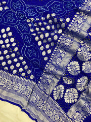 Pure Georgette Banarasi Bandhej Handloom Dupatta - The Handlooms