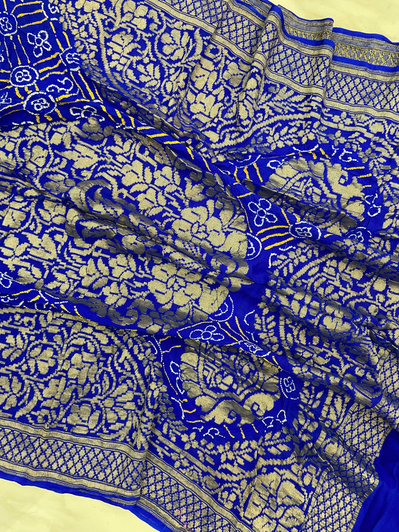 Pure Georgette Banarasi Bandhej Handloom Dupatta - The Handlooms