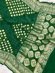 Pure Georgette Banarasi Bandhej Handloom Dupatta - The Handlooms