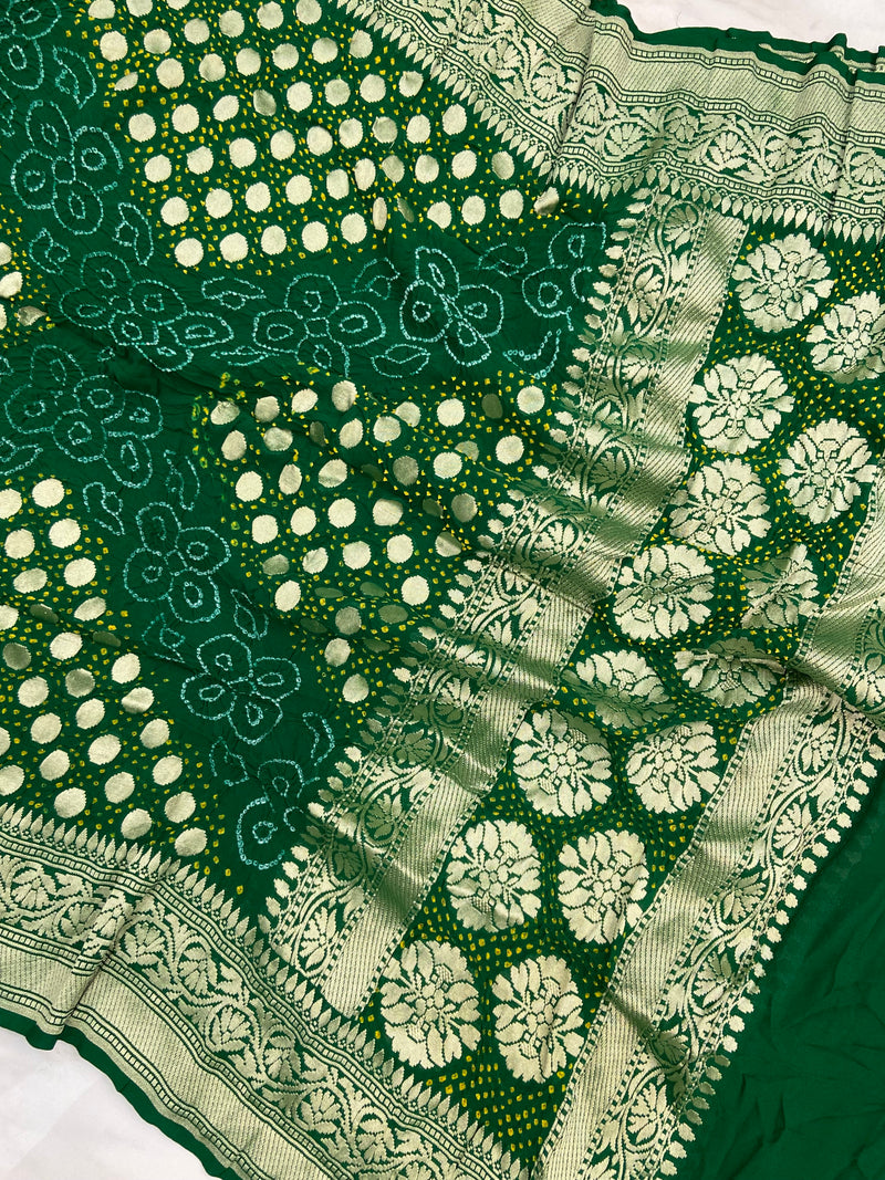 Pure Georgette Banarasi Bandhej Handloom Dupatta - The Handlooms