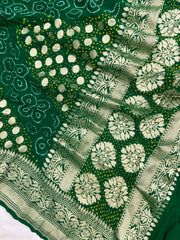 Pure Georgette Banarasi Bandhej Handloom Dupatta - The Handlooms