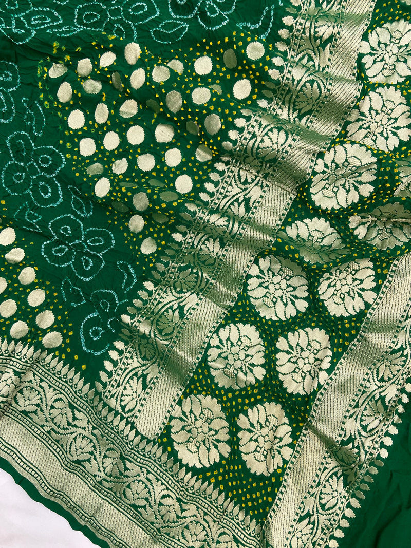 Pure Georgette Banarasi Bandhej Handloom Dupatta - The Handlooms