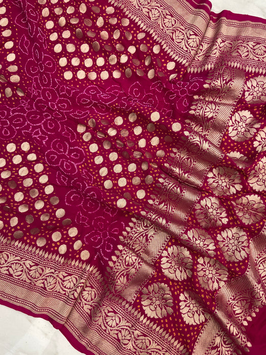 Pure Georgette Banarasi Bandhej Handloom Dupatta