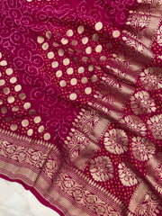 Pure Georgette Banarasi Bandhej Handloom Dupatta - The Handlooms