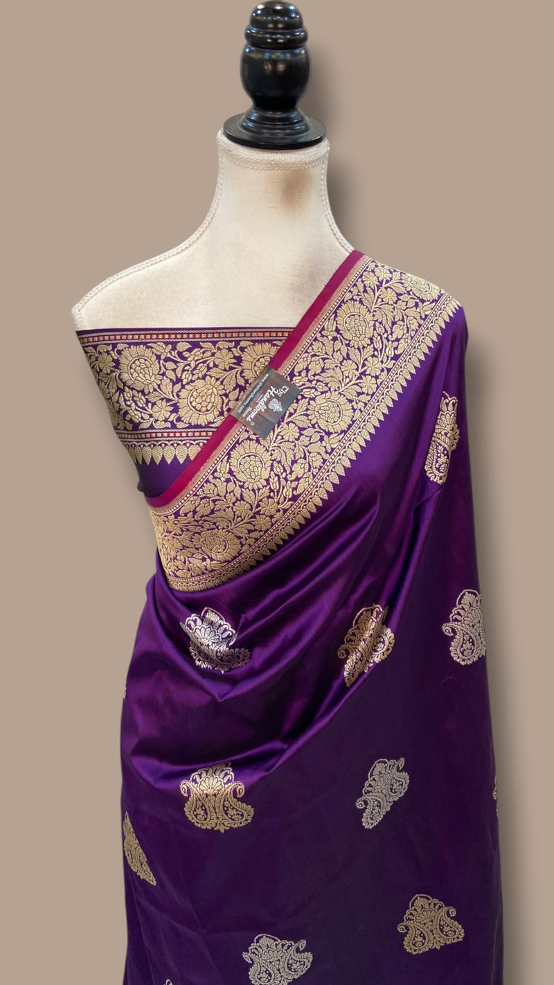 Pure Katan Silk Banarasi Handloom Saree - All Over Sona Roopa Kadua Motifs