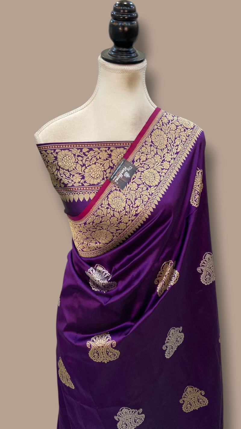 Pure Katan Silk Banarasi Handloom Saree - All Over Sona Roopa Kadua Motifs