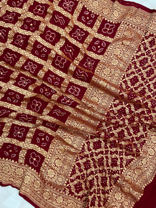 Pure Georgette Banarasi Bandhej Handloom Dupatta