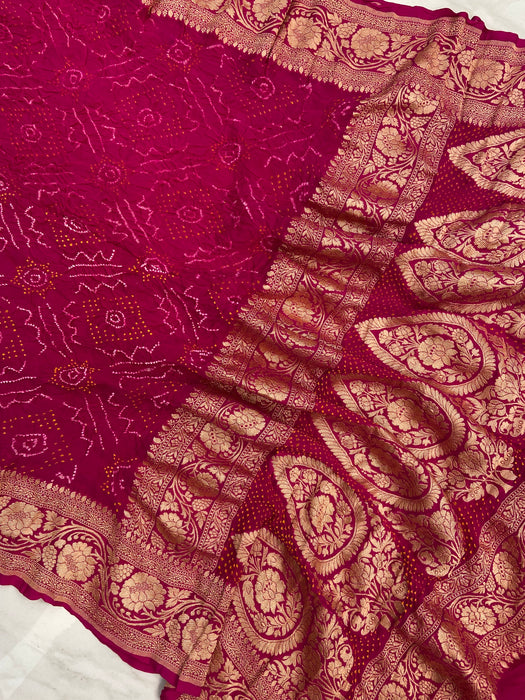 Pure Georgette Banarasi Bandhej Handloom Dupatta