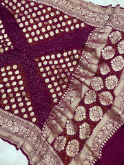 Pure Georgette Banarasi Bandhej Handloom Dupatta - The Handlooms