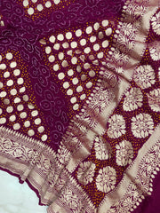 Pure Georgette Banarasi Bandhej Handloom Dupatta - The Handlooms
