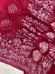 Pure Georgette Banarasi Bandhej Handloom Dupatta - The Handlooms