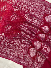 Pure Georgette Banarasi Bandhej Handloom Dupatta - The Handlooms