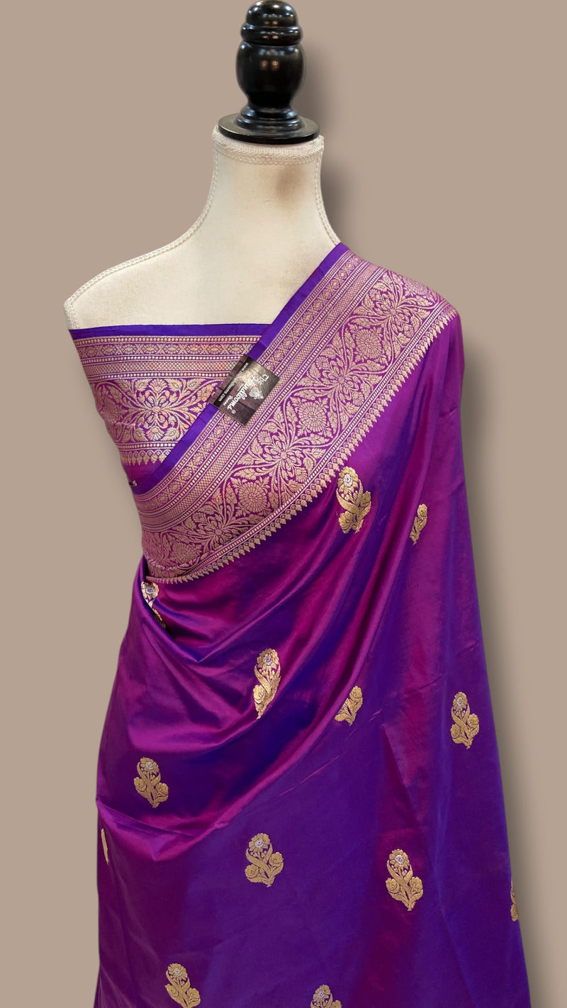 Pure Katan Silk Banarasi Handloom Saree - All Over Kadua Motifs - The Handlooms