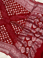 Pure Georgette Banarasi Bandhej Handloom Dupatta - The Handlooms