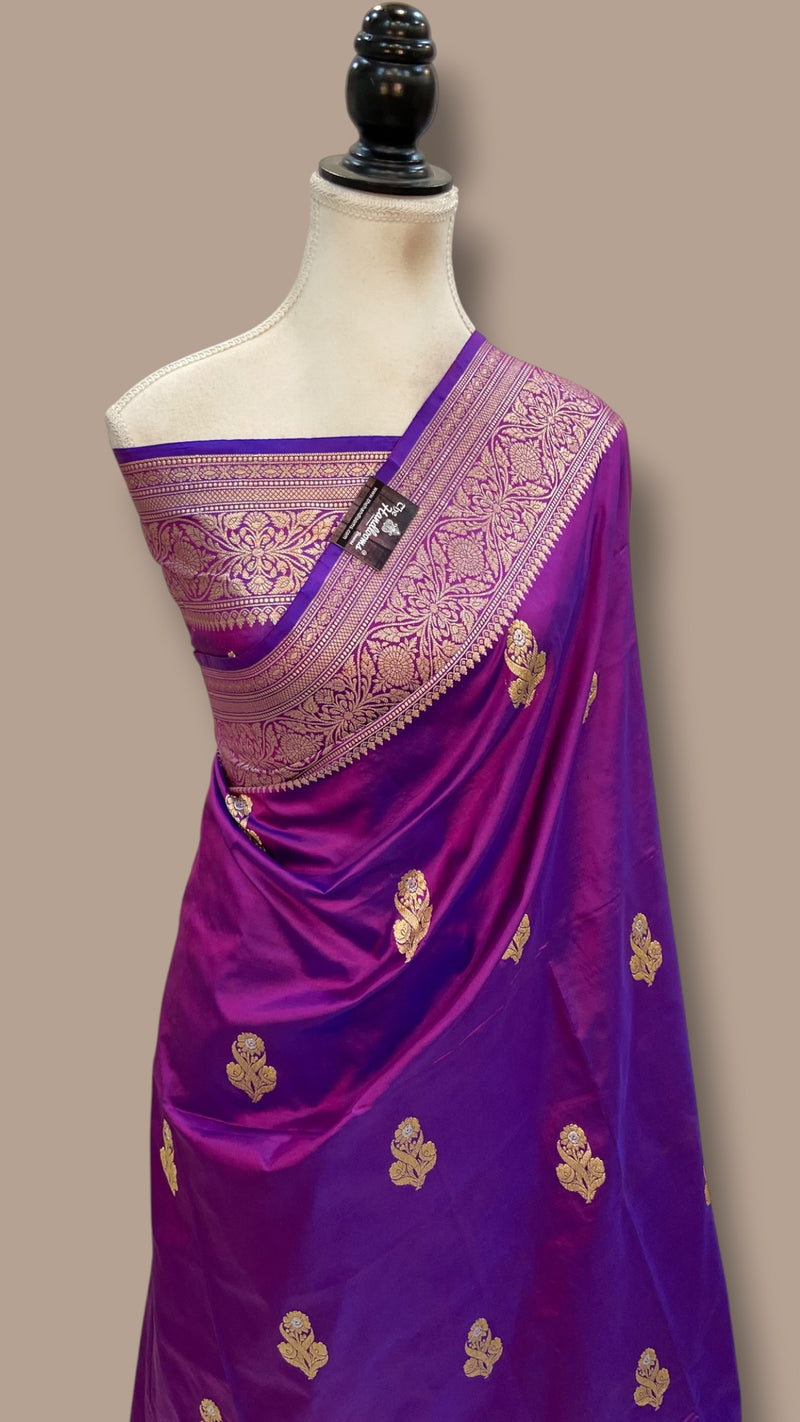 Pure Katan Silk Banarasi Handloom Saree - All Over Kadua Motifs - The Handlooms