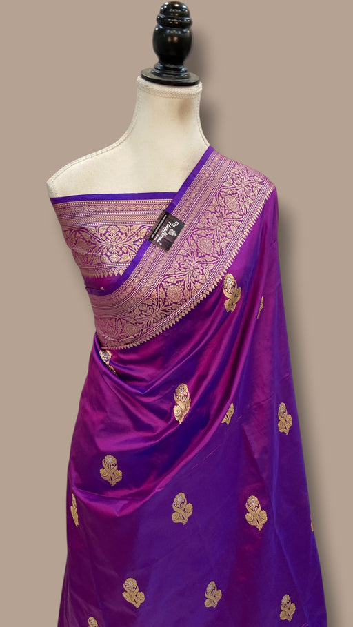 Pure Katan Silk Banarasi Handloom Saree - All Over Kadua Motifs - The Handlooms