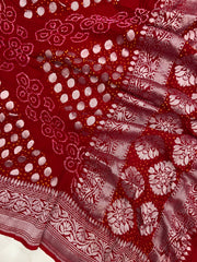 Pure Georgette Banarasi Bandhej Handloom Dupatta - The Handlooms