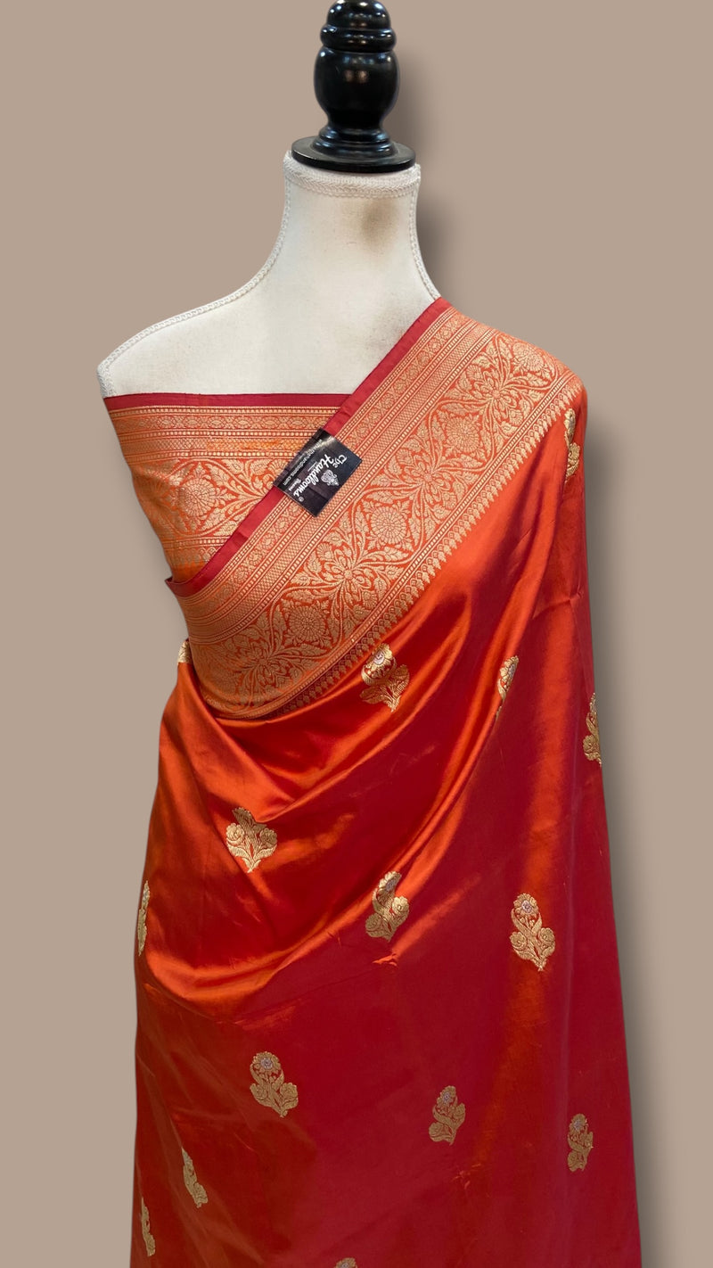 Pure Katan Silk Banarasi Handloom Saree - All Over Kadua Motifs - The Handlooms