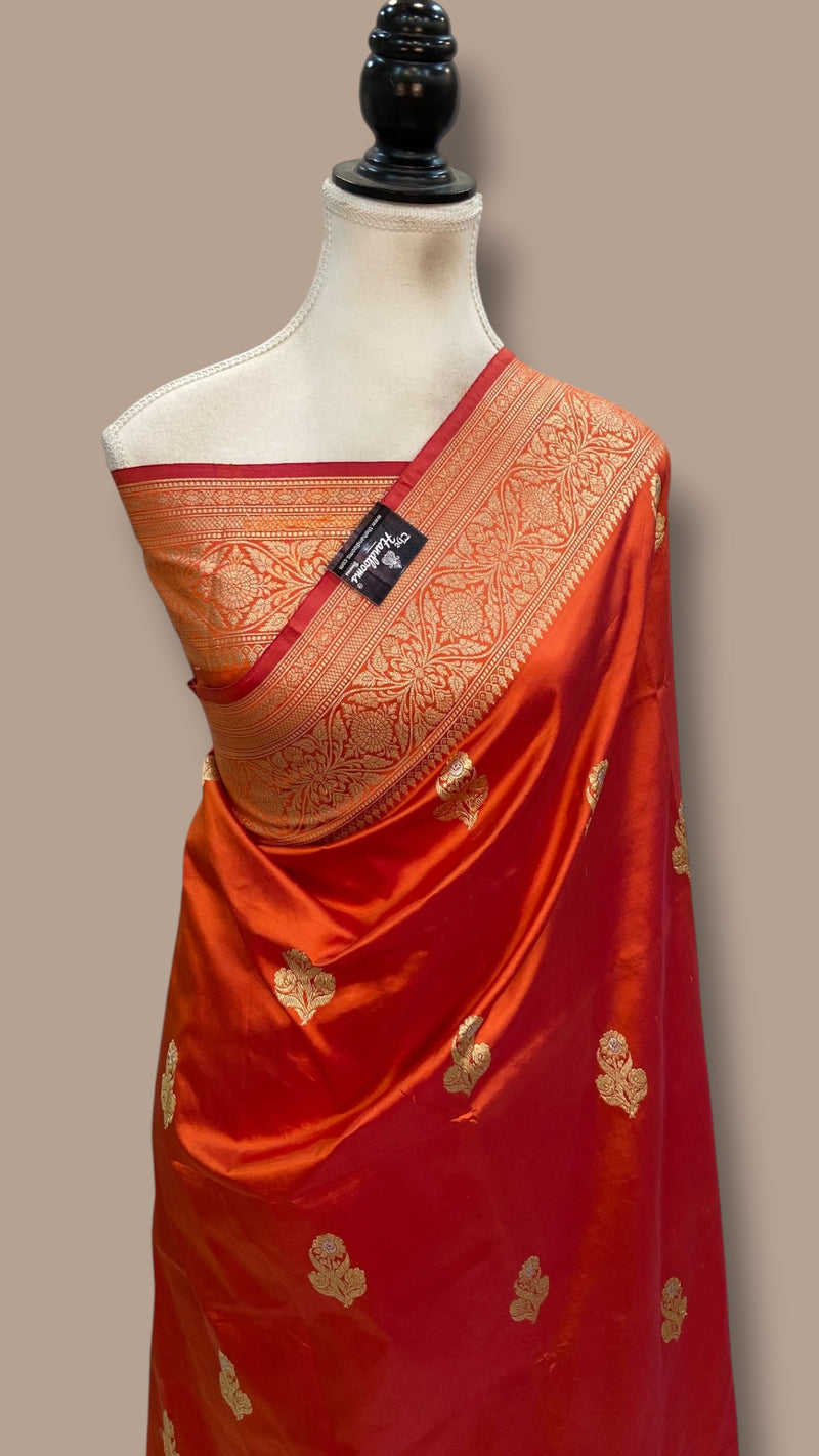 Pure Katan Silk Banarasi Handloom Saree - All Over Kadua Motifs - The Handlooms