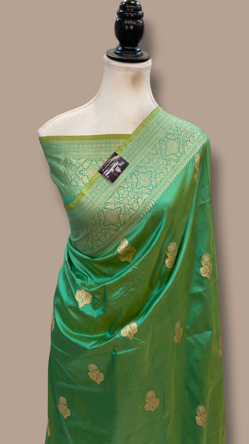 Pure Katan Silk Banarasi Handloom Saree - All Over Kadua Motifs - The Handlooms
