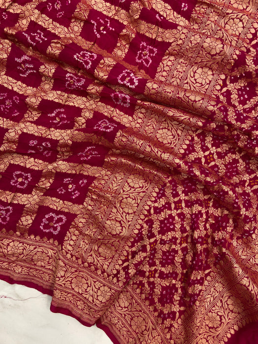 Pure Georgette Banarasi Bandhej Handloom Dupatta