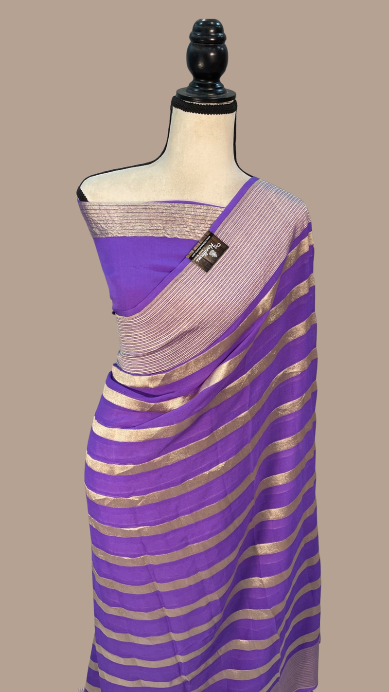 Khaddi Georgette Banarasi Saree - water zari - The Handlooms