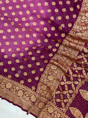 Pure Georgette Banarasi Bandhej Handloom Saree - The Handlooms